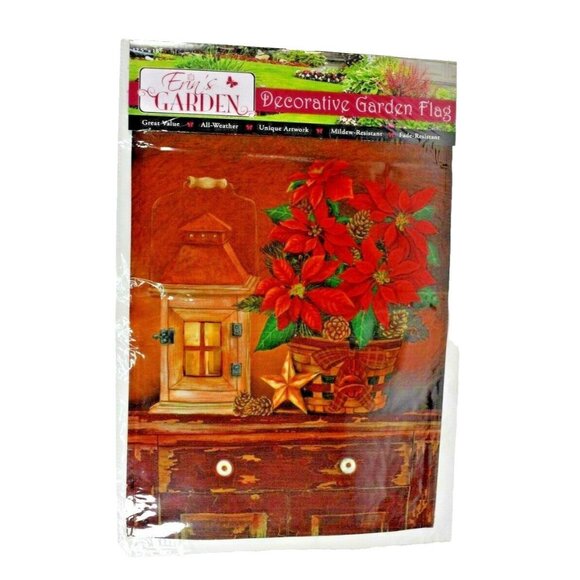 Erins Garden Holiday Lantern Decorative Garden Flag 12.5 x 18 New - Picture 1 of 4